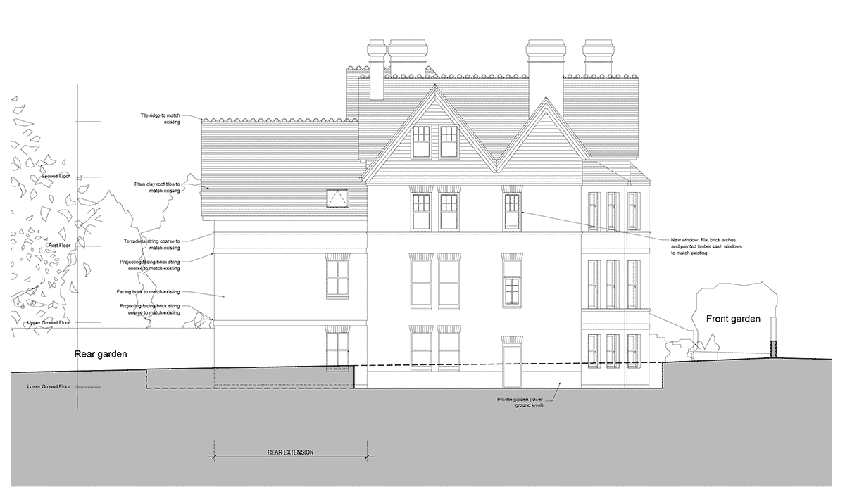 Hardcastle Architects East London E5 elevation drawing
